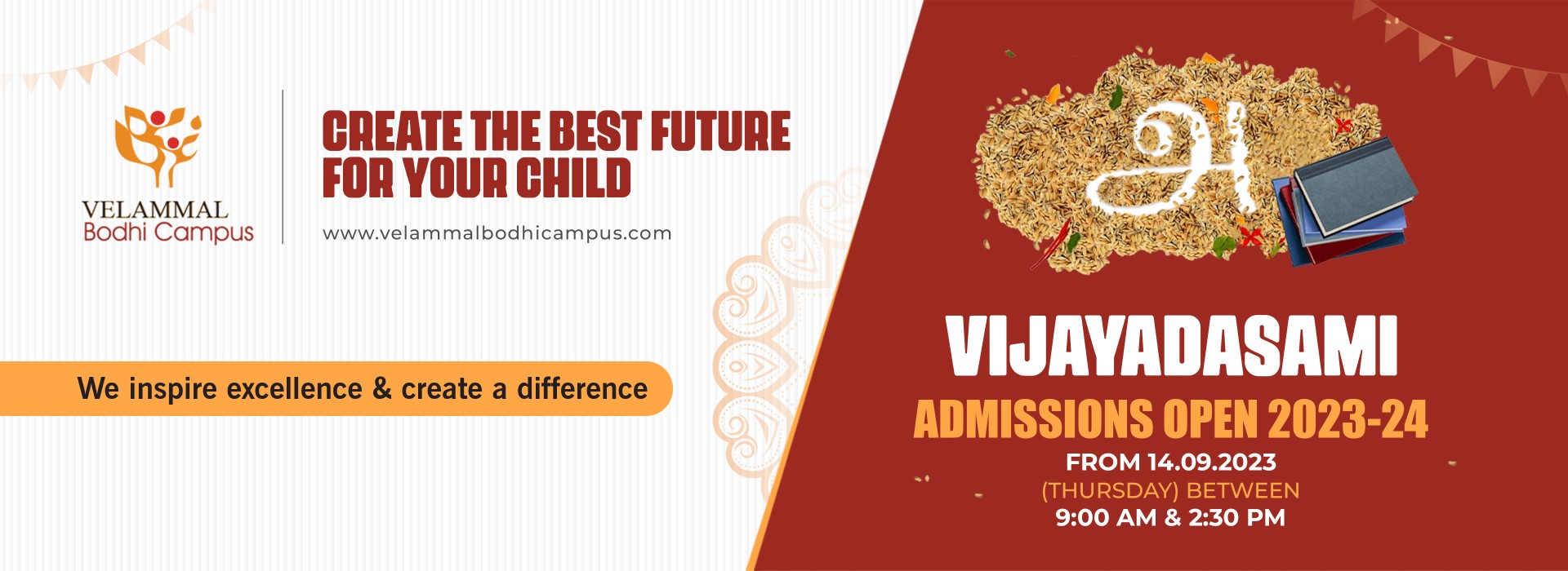 Vijayadasami Admission Open 2023-24 - Velammal Campus Coimbatore